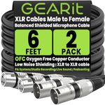 GEARit XLR Cables 6ft 2 Pack, XLR Male to Female Microphone Cable, Balanced Shielded Mic Cable with Copper Conductors for Recording Studio, Podcast, Stage Audio & Live Sound