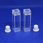 LAB4US Quartz Fluorescence Cuvette Cells with Stopper Top (Set of 2) Spectrophotometer Cuvettes Cell, 10mm Pathlength, 4 Clear Windows, 3.5ml, 190 nm- 2500 nm