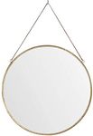 ARTINCO Glass Decorative Round Hanging Vintage Wall Mirror For Hanging Home Decor 30 Cm, Framed, Gold