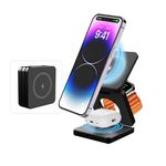 Wireless Charger 3in1 Magsafe Charging Station for Apple Devices Foldable Magnetic Phone Charging Stand Fast Wireless Chargeur Portable Chargers for iPhone Plus Pro max, iWatch, Airpods [Black]