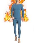 Runhit Long Johns Men Thermal Underwear Set Fleece Lined Long Underwear for Men Base Layer Skiing Athletic Sport Hunting Gray Blue-Gray XL