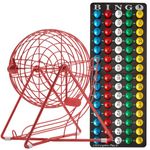 MR CHIPS Professional Bingo Cage and Bingo Balls with Bingo Board - Lucky Red