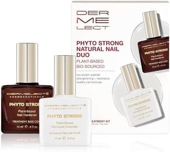 Dermelect Cosmeceuticals Phyto Strong Natural Nail Duo (2 full size pcs) Protein-Peptide Infused Base Coat & Top Coat Set, Strengthening, Hardening, for All Nail Types, Plant-Based, Vegan, Non-Toxic