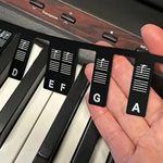Removable Piano Keyboard Note Labels, Silicone Piano Notes Stickers Guide for Beginner, Reusable 88 Key Full Size Piano Key Music Notes Letter Label(Black)