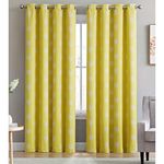 VR Creation 4 Piece Yellow Color 3D Digital Printed 260 GSM Polyester Darkening Blackout Curtain Set Grommets 9 feet, 52'' x 108'' inch, 90% Light Blocking 9 Feet Long Door