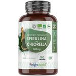 Organic Spirulina and Chlorella Capsules - 2250mg Per 3 Spirulina Chlorella Powder Capsules - 180 Vegan Superfood - Soil Association Certified Alkaline Supplement - Made in The EU