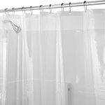 iDesign PEVA Plastic Shower Bath Liner, Mold and Mildew Resistant with Fabric Curtain for Kids, Guest Bathroom