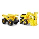 CAT Construction Toys, Tough Rigs 15" Dump Truck & Excavator Set Toys 2 Pack Ages 2+, Kid Powered CATerpillar Vehicle Set, Indoor or Ourdor Play, No Batteries Required