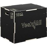 Yes4All MUN4 3 in 1 Non-Slip Wooden Plyo Box - Black, 50.8 x 45.7 x 40.7