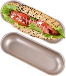 2 Pack Hot Dog Bun Pan Non-Stick Carbon Steel Hotdog-Shaped Cake Pan, FDA Approved for Oven Baking-7.6×2.9 Inch