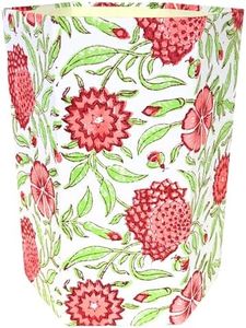 Fern Trail 3.3 Gallon Waste Basket | Small Decorative Block Printed Trash Can | Living Room, Bedroom, Bathroom | Eco Friendly and Plastic Free