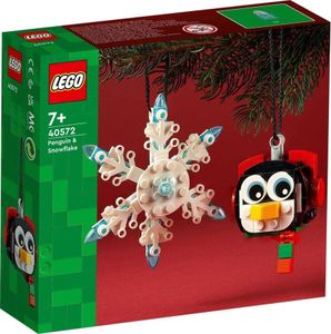 LEGO 40572 Penguin and Snowflake Hangable Christmas Decorations Great Gift for the Festive Christmas Holiday Season, White