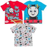 Thomas & Friends Thomas The Train 3 Pack Short Sleeve Graphic T-Shirts, Blue / Gray / Red, 7-8