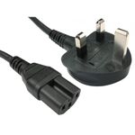 ShaniTech C15 Kettle Power Supply Adapter Cord Mains Cable Lead UK Plug with Notch IEC Socket Hot Conditioned for Cisco Switches PC Monitor Server etc 2M