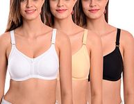 Softskin Women's Polycotton Full Coverage Non Padded Non Wired T-Shirt Bra (Pack of 3) (36C) (Multicolor)