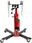 MERXENG Transmission Jack, 1100 LBS (1/2 Ton) Capacity 2-Stage Hydraulic Telescopic Jack, Floor Jack Stand with Foot Pedal and 360° Swivel Wheel, 33-1/2"-69" Lifting Range Garage/Shop Lift Hoist, Red