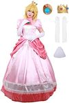 miccostumes Women's Costume Princess Cosplay Dress Deluxe Full Set with Crown Petticoat Earrings and Gloves (3X/4X, Pink)