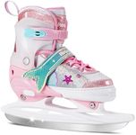 Mermaid Tail Girls Ice Skates, Adjustable Ice Skates for Kids Youth, Toddler Ice Hockey Skates for Beginners, Warm and Comfortable Lining Ice Skating Shoes for Outdoor and Rink (Medium, Pink)