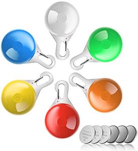 HOTERB Luce LED per Collare Cani-Luce cane notturna,6 Pezzi Luci di Sicurezza a LED Impermeabili,con Moschettone in Acciaio Inox e 3 modalità Lampeggianti(6 Batterie di Ricambio Incluse)
