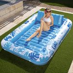 Sloosh Inflatable Tanning Pool Lounger Float-XL, 85" x 57"/2.1 * 1.4m Extra Large Suntan Sun Tan tub for Adults, Bed Blow up, Raft Lounge Floatie, XL-Blue