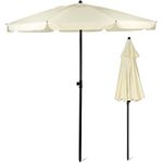 SUNMER 2M Ivory Beach Umbrella, Beach Parasol, Water Repellent, UV Light Protection, Easy to Open and Close, Garden Outdoor Parasol With Tilt Mechanism