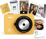 Z5S 2-in-1 Instant Camera & Bluetooth Photo Printer with 30 Sheets, Dye Sublimation Digital Camera with 2x3 Prints for iPhone & Android, Gift, Kids, Yellow