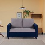 COUCH CULTURE Saya Dual Color Sofa for Living Room | 2 Persons Sofa| Premium Fabric with Cushioned Armrest | 12 Months Warranty| Solid Wood Frame| 2 Seater in Saya Duo Blue Color