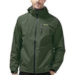 Kugnala Mens Lightweight Rain Jacket Waterproof Rain Coat Hooded Windproof Windbreaker Jackets for Men Hiking Cycling Travel Green M