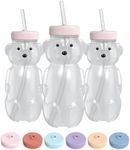 The 730 Project Honey Bear Straw Cup for Babies, 8-oz Honey Bear Cup with Lid, 3-Pack Therapy Learning Honeybear Straw, Baby Bottle Set, Cherry Blossom PINK