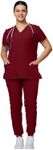 Kitmaz Medical Women Scrubs Set- Modern V-Neck Scrub Top and Slim Jogger Scrub Pants, 8 Pockets, Anti-Wrinkle