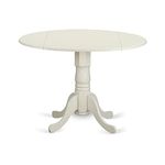 East West Furniture DLT-WHI-TP Dublin Modern Kitchen Table - a Round Dining Table Top with Dropleaf & Pedestal Base, 42x42 Inch, Linen White