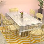 Kuber Industries Dining Table cover 6 Seater|Table Cloth|Table Cover For Home, Restaurant|(Silver Lace)