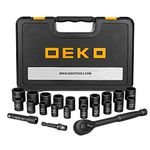 DEKOPRO 23-Piece Socket Wrench Set, 3/8" Drive Metric/SAE, Impact Socket Set with 72 Tooth Reversible Ratchet, 6 Point, 3/8" - 1" & 12mm - 21mm, Mechanics Tool Set