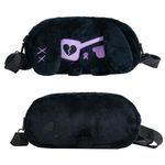 GeekShare Cute Black Plush Bag with A Shoulder Strap, Portable Travel Bag Carrying Case Compatible with Nintendo Switch/OLED and Other Little Accessories- Dark Rabbit