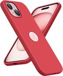 Elzzi Microfiber Logo Cut Compatible for iPhone 15 Plus Case Liquid Silicone Cases Non-Slip Full Body 4 Layer Protectives Shockproof Back with High Raised Camera Lips (6.7 inch, Red)