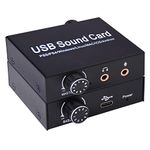 External Sound Card, Tendak USB Audio Adapter with Volume Output and Bass Adjustment, Stereo Sound Card with 3.5mm Microphone Port for Windows/Linux/MAC/iOS/Android System, PS5, Laptops, Desktops