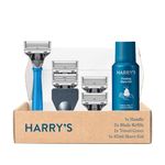 Harry's Men's Razor Set, Razor + 5 Razor Blades + Shaving Cream, Harry's Razor Blade Refills use 5 Blade Design for Smoother Shaving, Travel Size Men's Shave Cream Formulated with Aloe