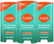 Lume Whole Body Deodorant - Smooth Solid Stick - 72 Hour Odor Control - Aluminum Free, Baking Soda Free and Skin Loving - 2.6 Ounce (Pack of 3) (Minted Cucumber)