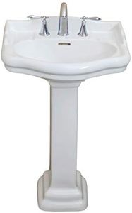 Fine Fixtures Roosevelt Bathroom Pedestal Sink – 22-Inch Small Pedestal Sink, Durable Vitreous China Ceramic with 8 Inch 3-Hole Bathroom Sink Faucet – Ideal for Modern Bathrooms