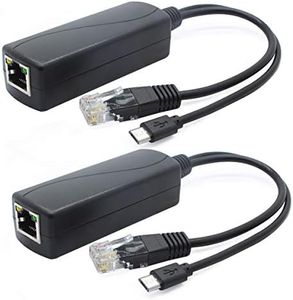 ANVISION 2-Pack 5V PoE Splitter, 48V to 5V 2.4A with Micro USB Plug, IEEE 802.3af Compliant, for IP Camera, Dropcam or Raspberry Pi and More