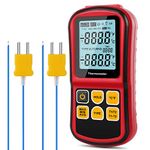 Leaton® Digital Thermocouple Thermometer Dual-Channel LCD Backlight Temperature Meter Tester for K/J/T/E/R/S/N Great