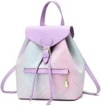 I IHAYNER Leather Drawstring Backpack for Women Stylish Color-Blocked Printed Design Durable Functional Backpack for Travel Purple