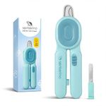 Senterino LED Cat Nail Clippers for Cats & Small Pets, Lighted Pet Nail Trimmer, Illuminates Quick for Safe Cutting, Stainless Steel Blades, Removable Nail Catcher & File (Blue)