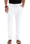 Sailwind Men's Drawstring Casual Summer Beach Loose Trousers Linen Pants with Elastic Waistband Pure White-US 38