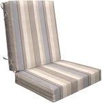 Honeycomb Outdoor Highback, 21" W x 42" L, Stripe Taupe Chair Cushion