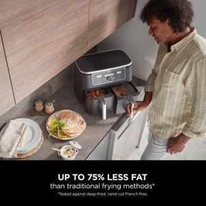 Ninja Foodi MAX Dual Zone AirFryer, 9.5L, 6-in-1, 2 Drawers – Non-Stick, Black