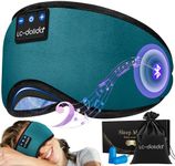 LC-dolida Sleep Headphones Bluetooth Mask 100% Blackout Wireless Eye Mask Cotton Ultra-Thin Stereo Speakers can Play 14 Hrs, Bluetooth Sleep Mask Headband Travel Essentials Birthday Gift for Men Women