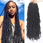 Xtrend 24 Inch 7 Packs Black New Faux Locs Crochet Braids Hair Synthetic Pre Looped Soft Dreadslocks Braiding Hair Goddess Faux Locs Curly Wavy Hair Extensions for Black Women 18strands/pack 1B#