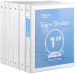 3 Ring Binder, 6 Pack 1 Inch Binder with 2 Interior Pockets Clear View Binder, Large Capacity, Round Ring Binders for Office, School, Home Binder Supplies (White)