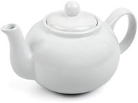 RSVP International Stoneware Teapot Collection, Microwave and Dishwasher Safe, 16 oz, White